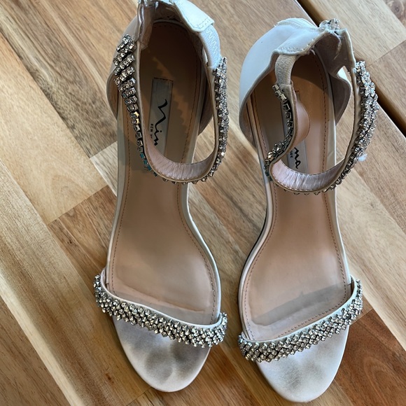 Nina white and rhinestone wedding/prom heels - Picture 2 of 5